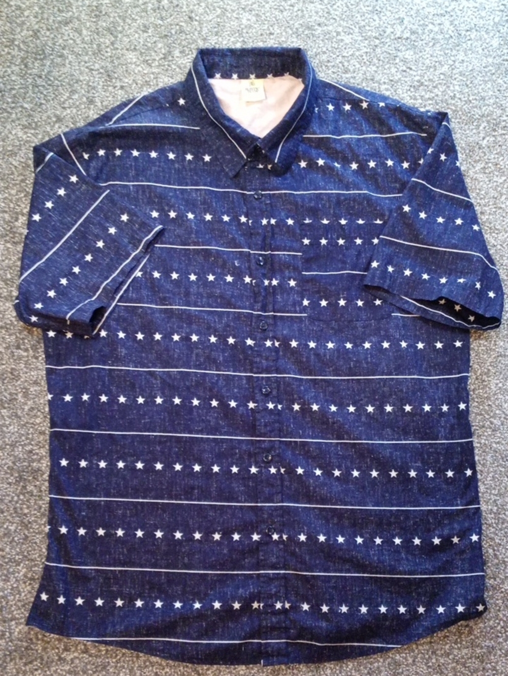 Men's Navy Star-Print Short-Sleeve Button-Down Shirt